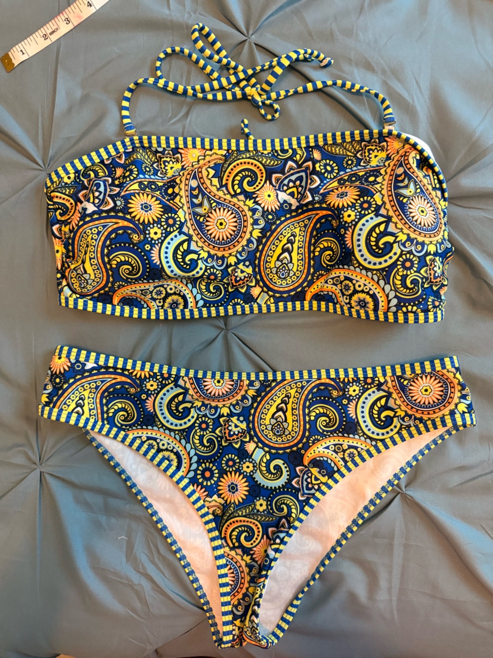 Cupshe Navy, Yellow & Orange Paisley Kids Two-Piece Bikini